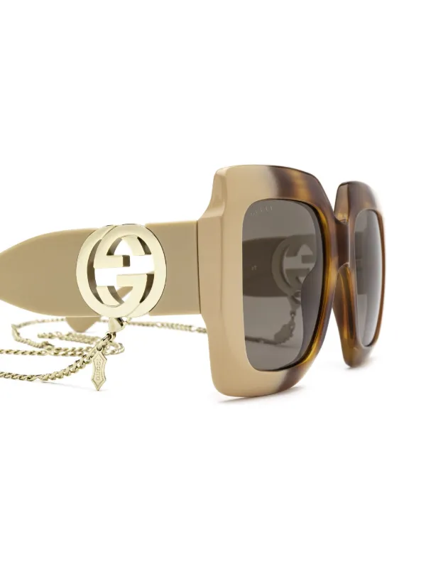 【送料&関税込】Gucci Oversized Frame Sunglasses Oversized rectangular sunglasses in black injection | GUCCI® US