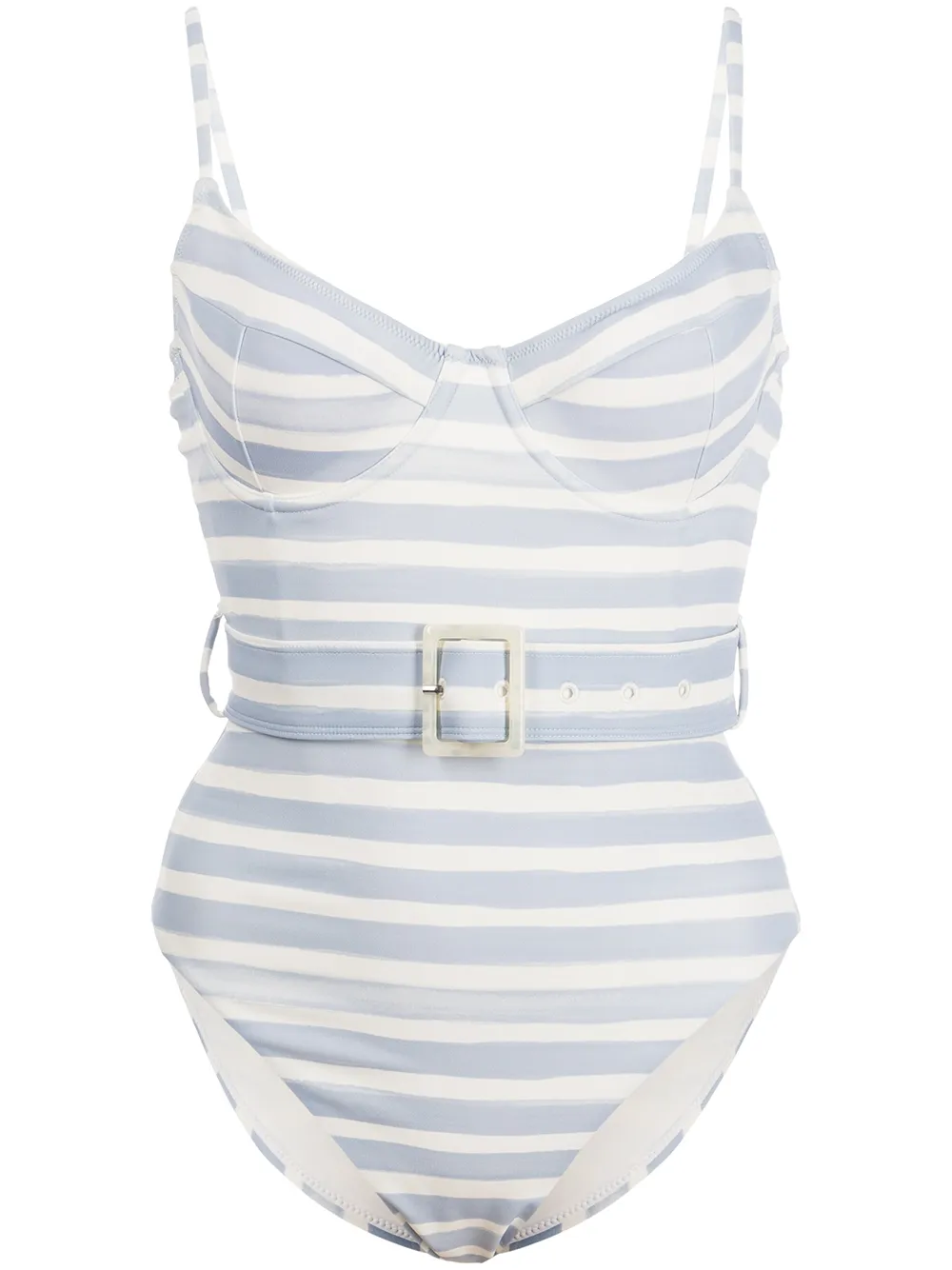 

Jonathan Simkhai striped belted bustier swimsuit - Multicolour