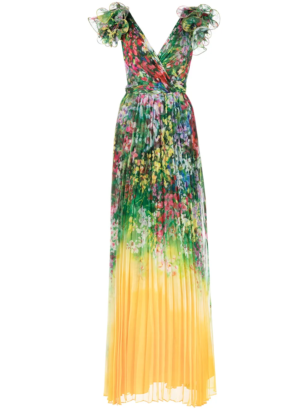 

Marchesa Notte vestido de fiesta con estampado floral - Verde