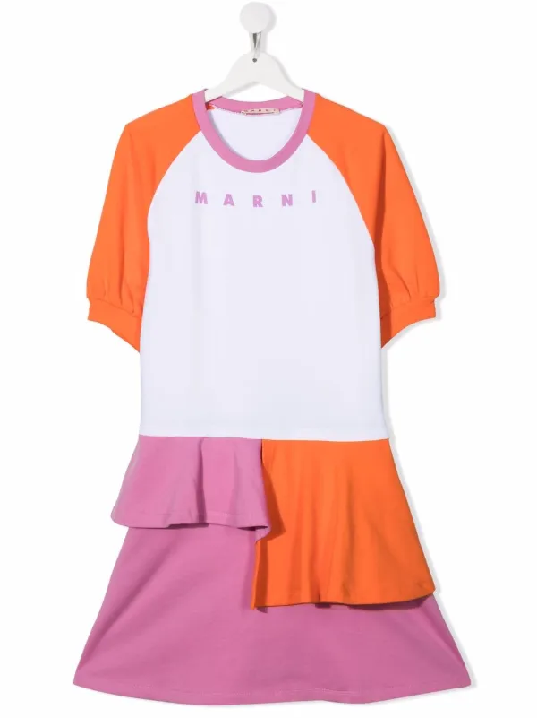 Marni Kids TEEN Logo colour-block Dress 