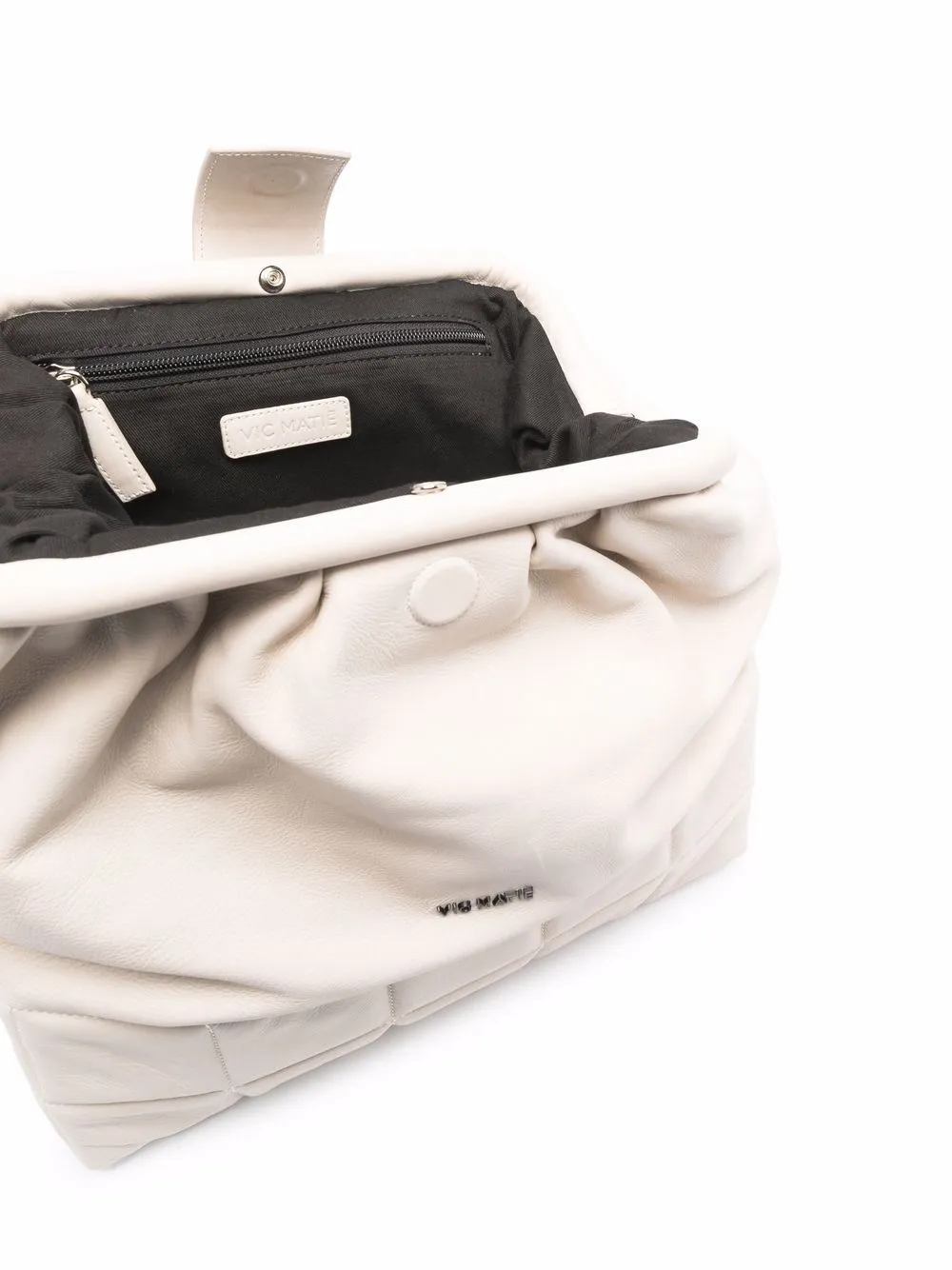 Vic Matie Page Leather Backpack In Neutral