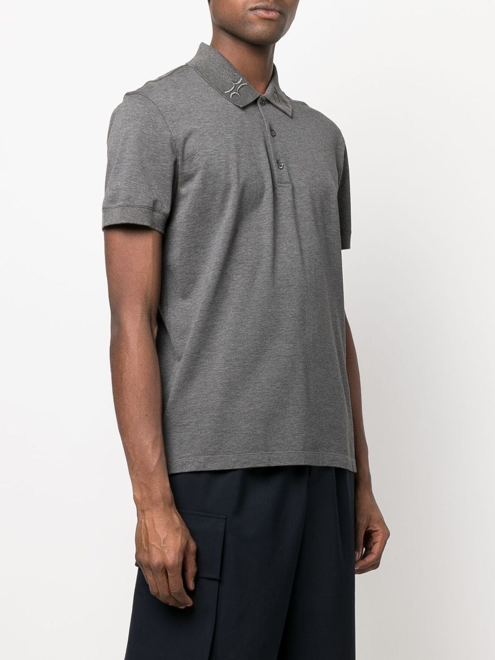 Shop Billionaire Logo-embroidered Polo Shirt In Grey