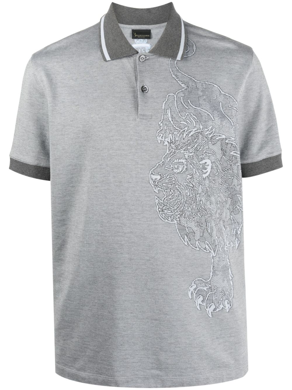 Billionaire Lion-print Polo Shirt In Grey