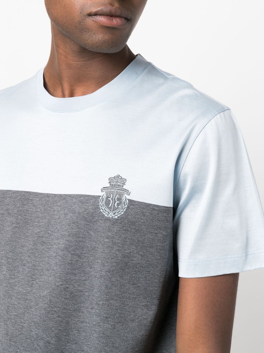 Shop Billionaire Panelled Crest-embroidered T-shirt In Blue