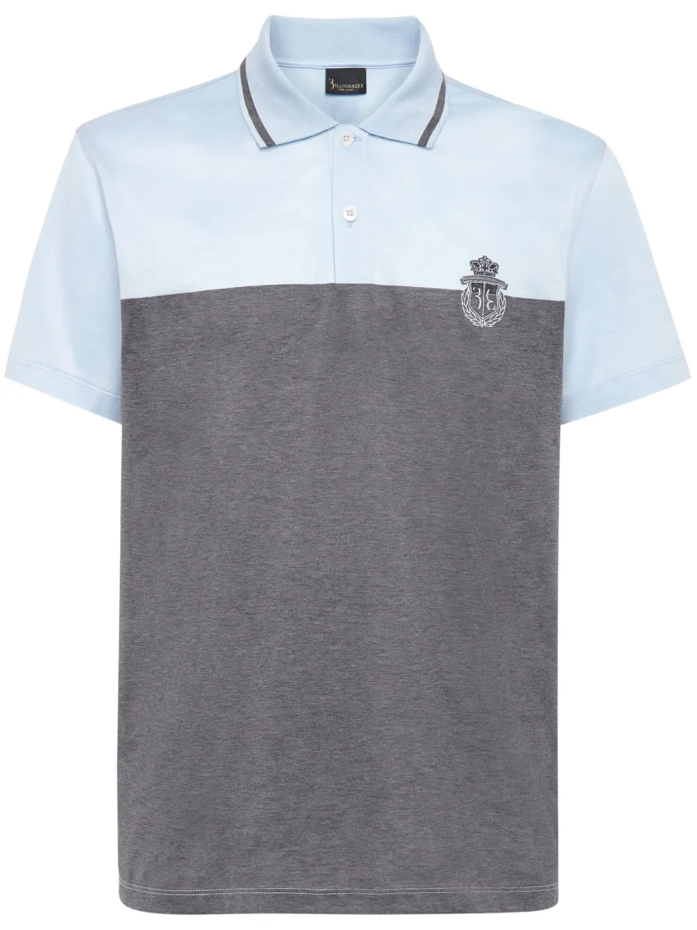 Billionaire panelled crest-embroidered T-shirt | Blue | Image 1
