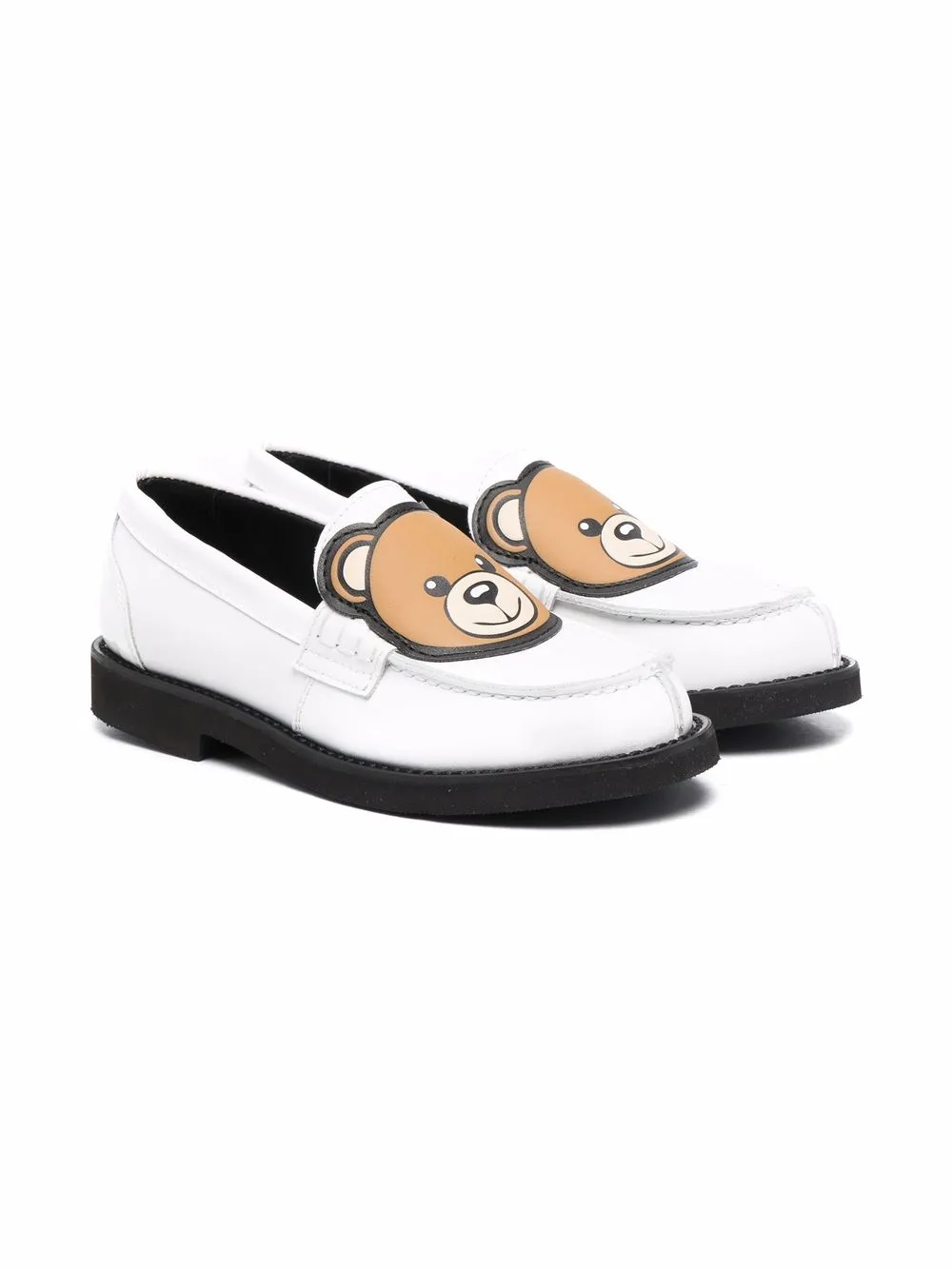 

Moschino Kids Teddy-patch loafers - White