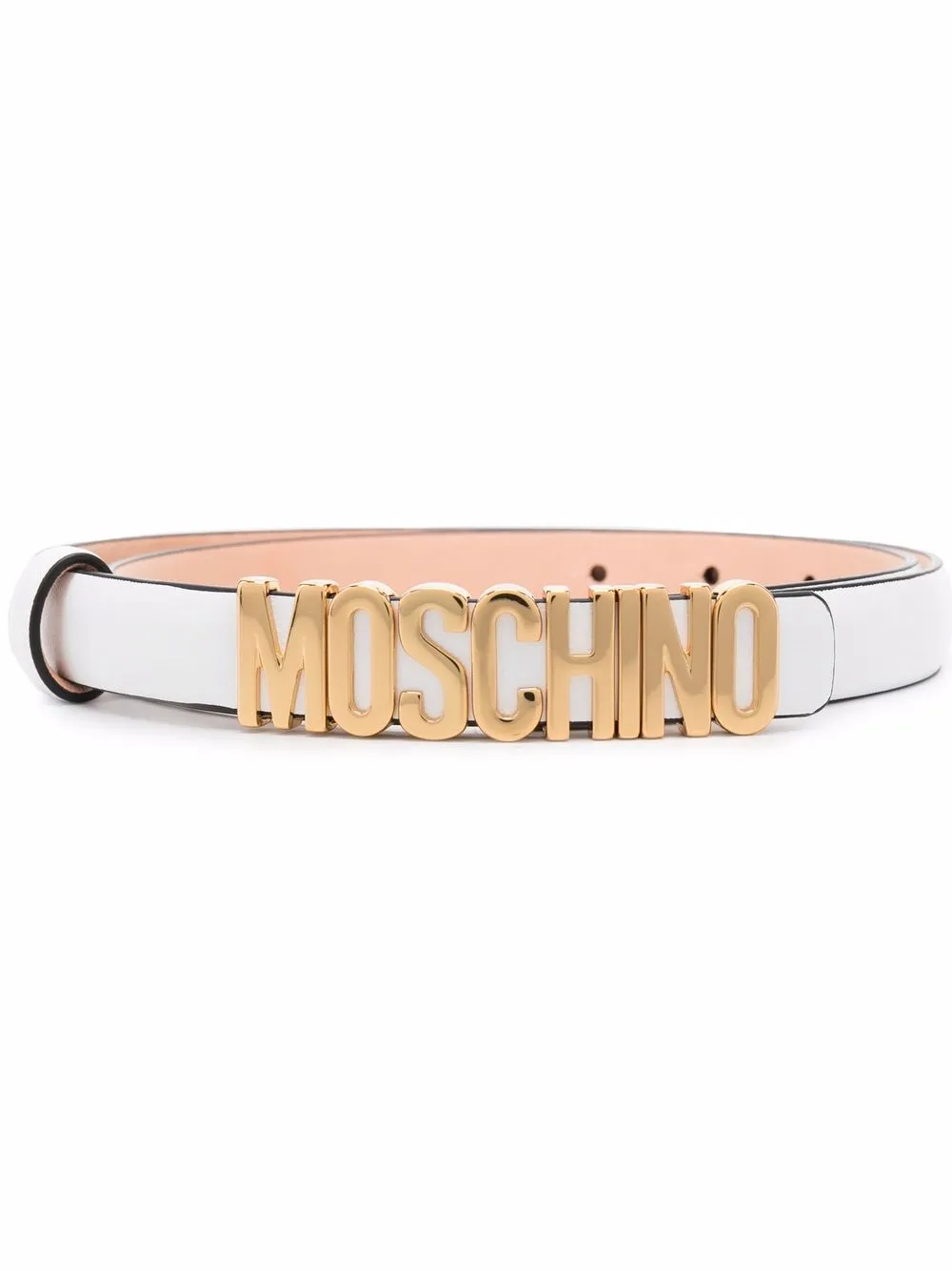 

Moschino cinturón con placa del logo - Blanco