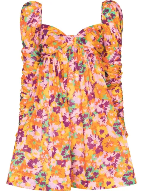 Violet floral-print minidress