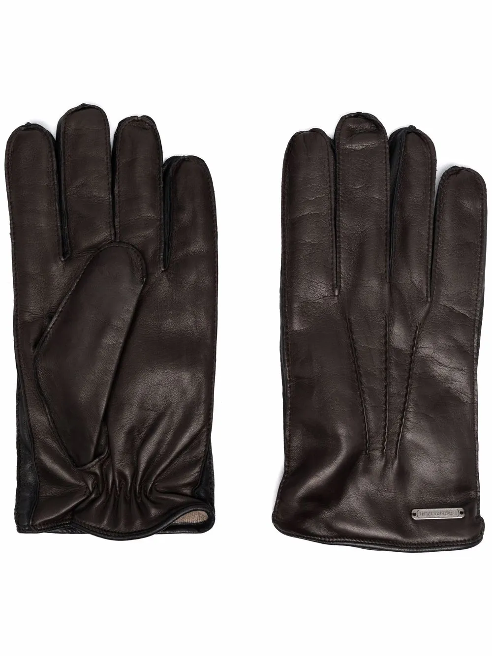 

Corneliani guantes con placa del logo - Marrón