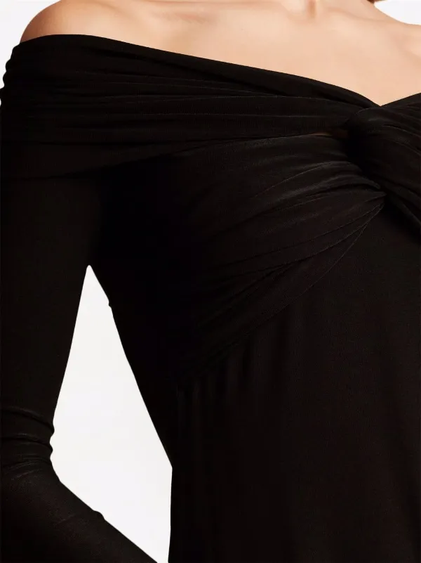 KHAITE Cerna off-shoulder Midi Dress | Black | FARFETCH