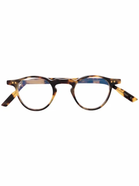 Lesca tortoise round-frame glasses