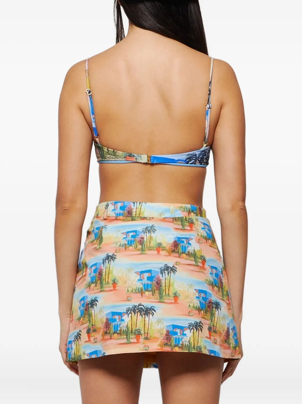 Les Benjamins Printed Bikini Top In Blue