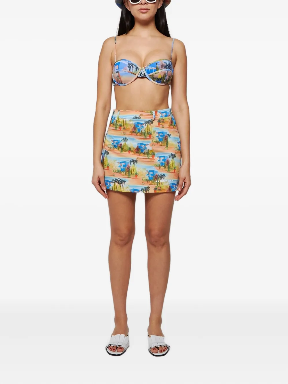 Les Benjamins Printed Bikini Top In Blue