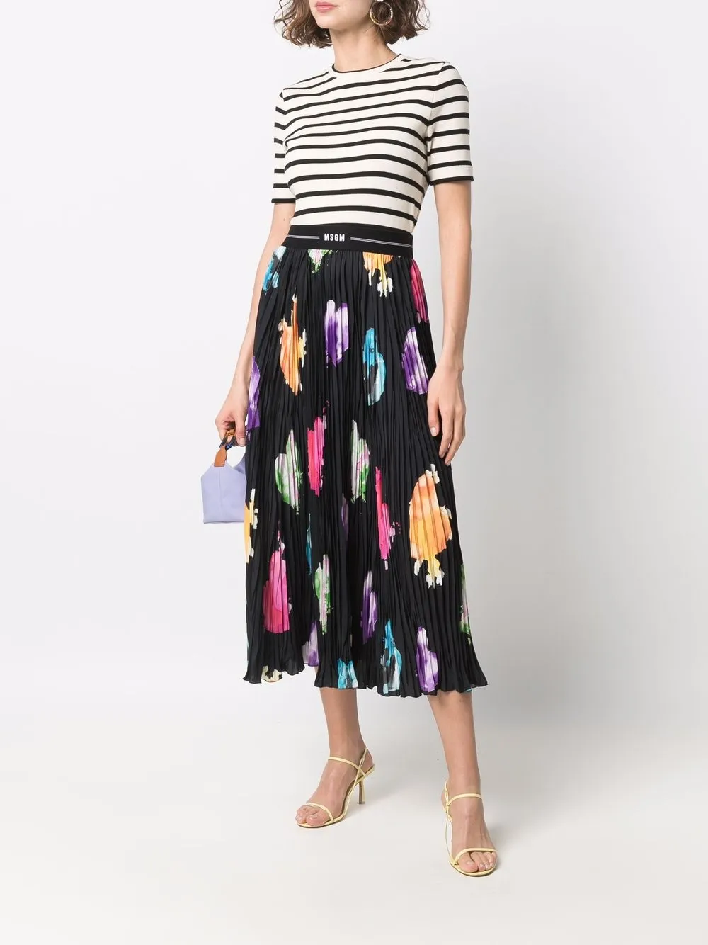 MSGM Pleated graphic-print Midi Skirt - Farfetch