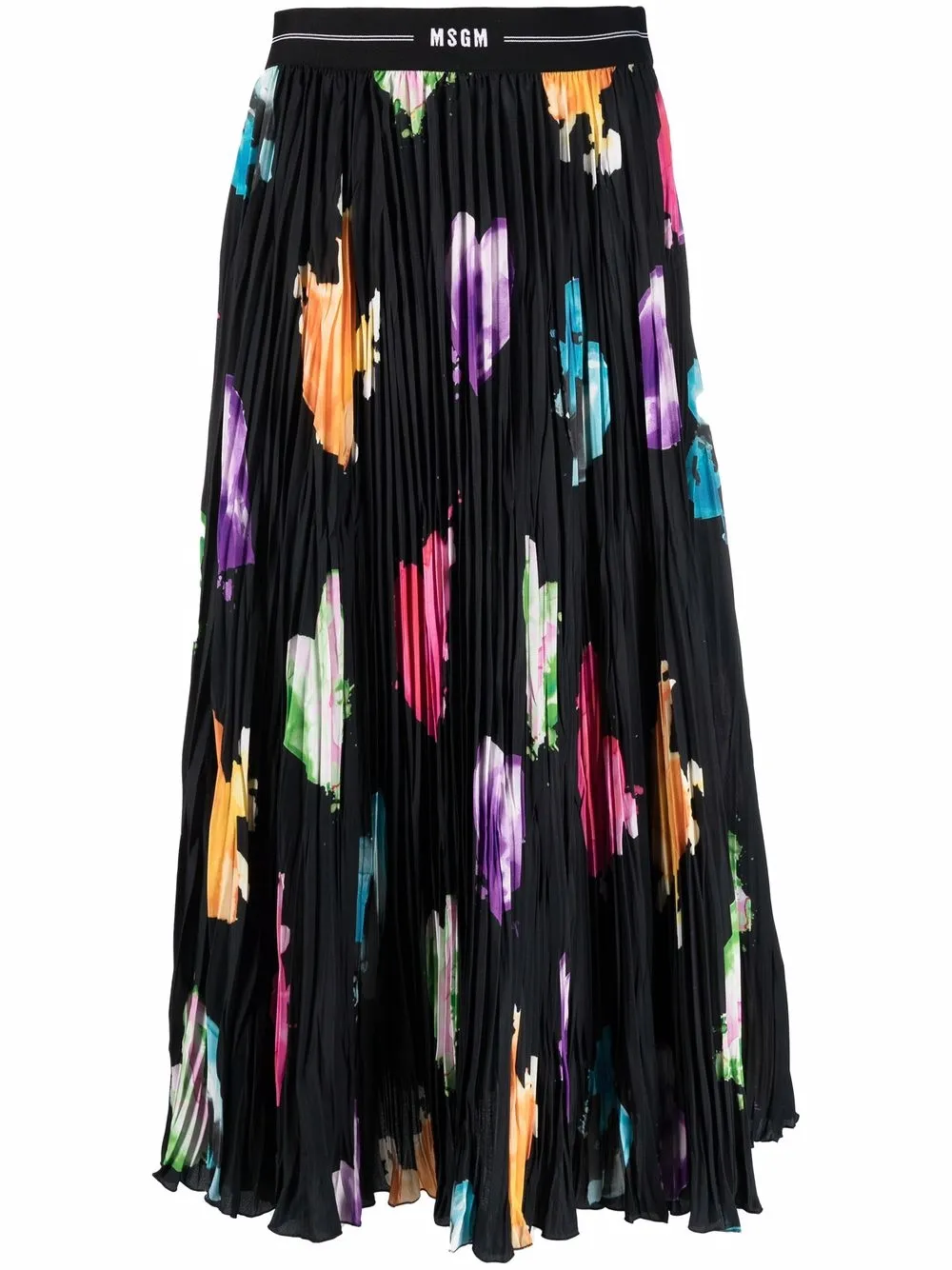 

MSGM falda midi plisada con estampado gráfico - Negro