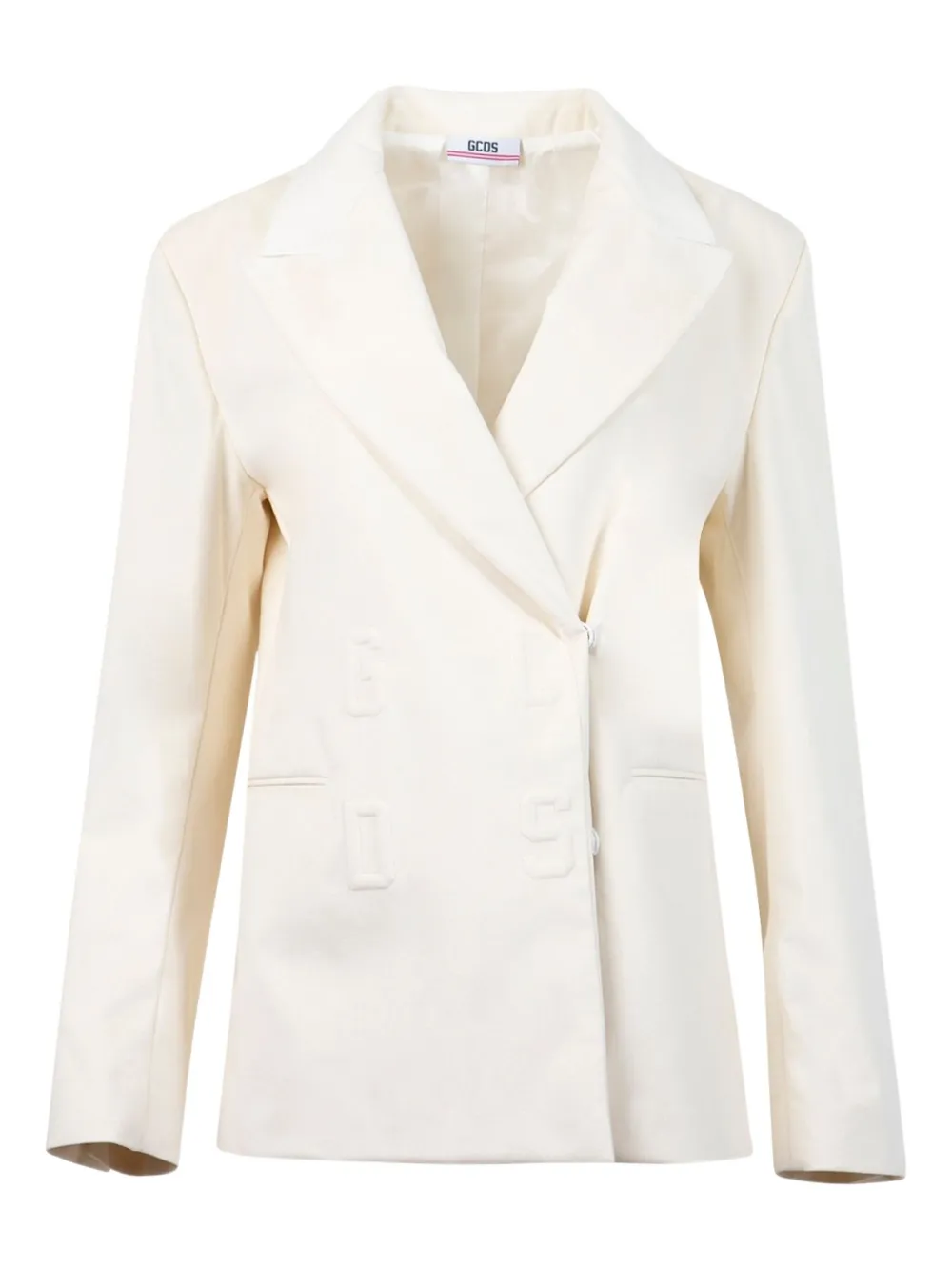 Gcds Double-breasted Logo-embossed Jacket In White