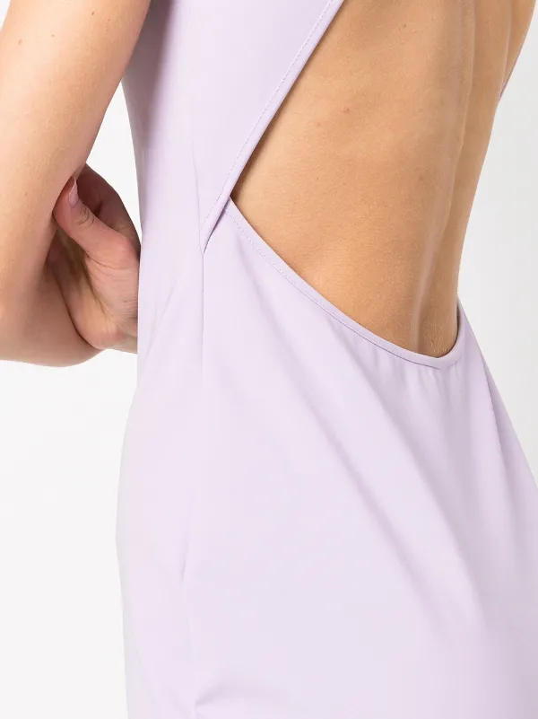 sachin and babi light blue dress VUORI Black Halo Racerback Dress Soft DreamKnit Shelf Bra Midi Curved V  Neck L main image 1