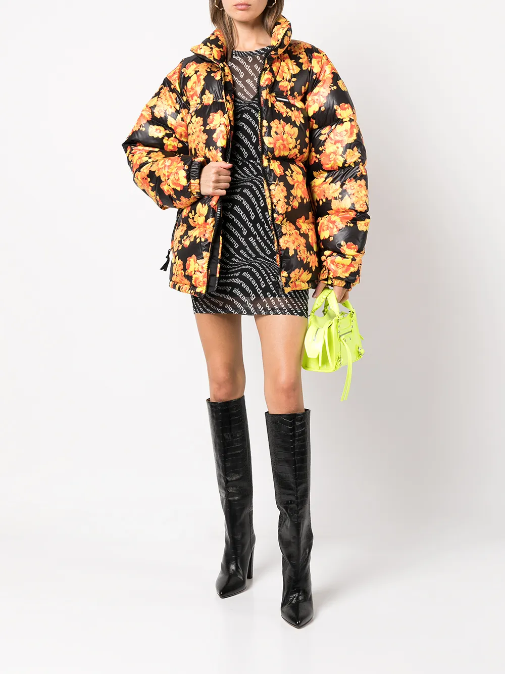 VETEMENTS Donsjack met bloemenprint Zwart