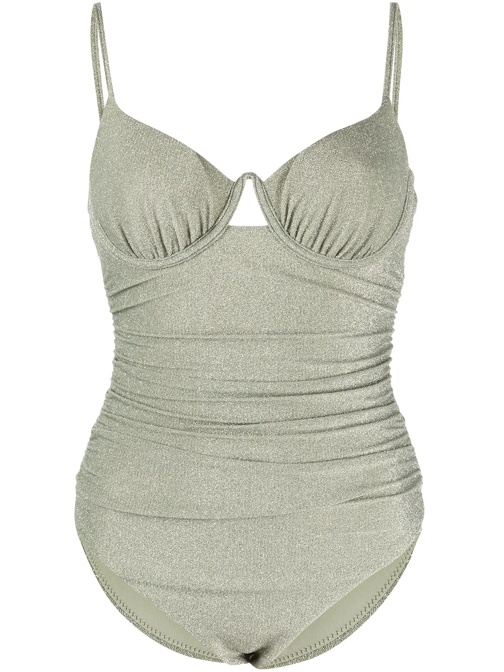 

Jonathan Simkhai metallic ruched cup swimshuit - Green