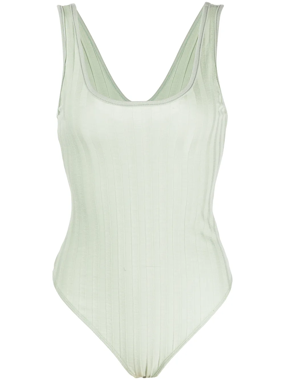 Jonathan Simkhai Standard Ribbed Jersey U-neck Body In Green