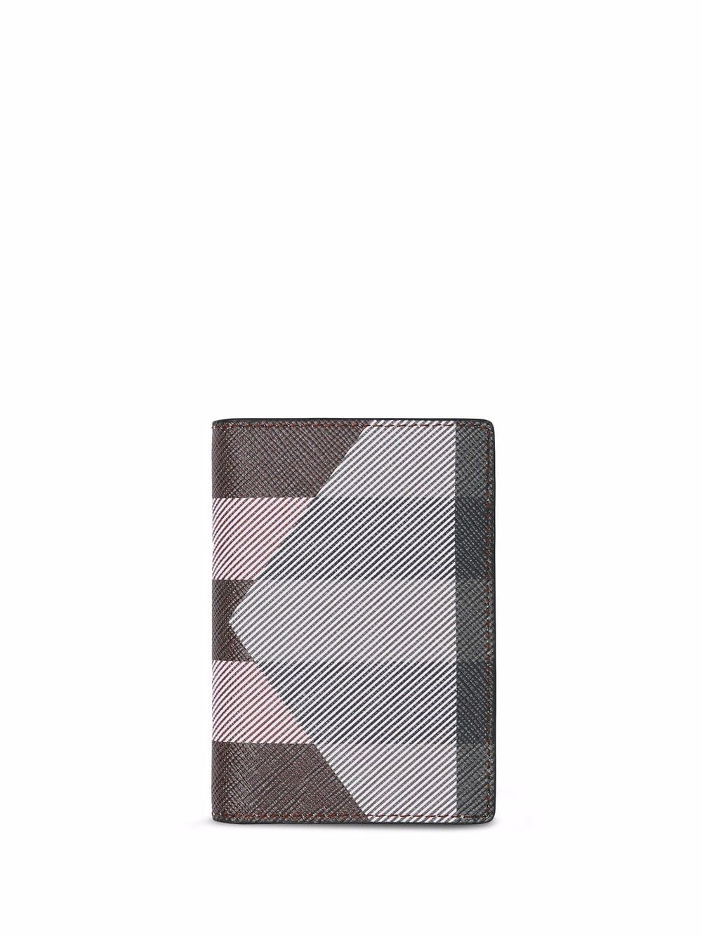 geometric check folding card case
