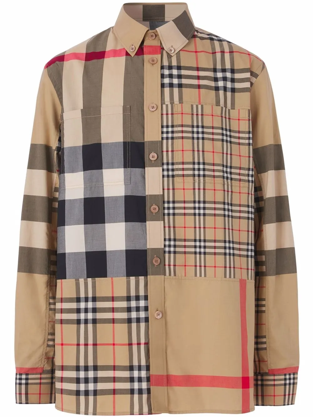 

Burberry camisa con estampado de cuadros y diseño patchwork - Neutro