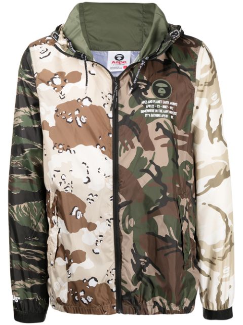 AAPE BY *A BATHING APE camouflage-print panelled hooded jacket Men