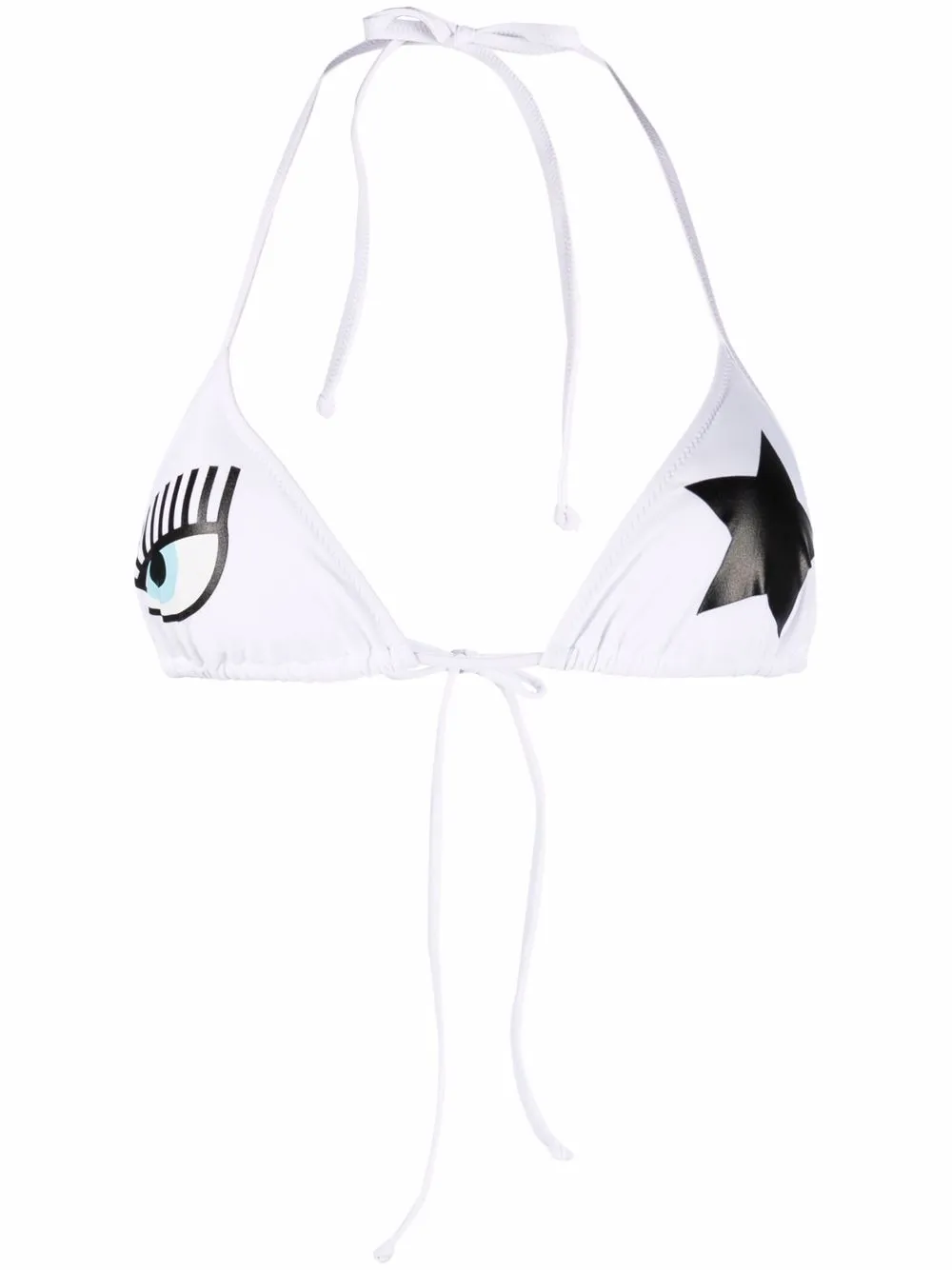 

Chiara Ferragni top de bikini triangular con logo estampado - Blanco