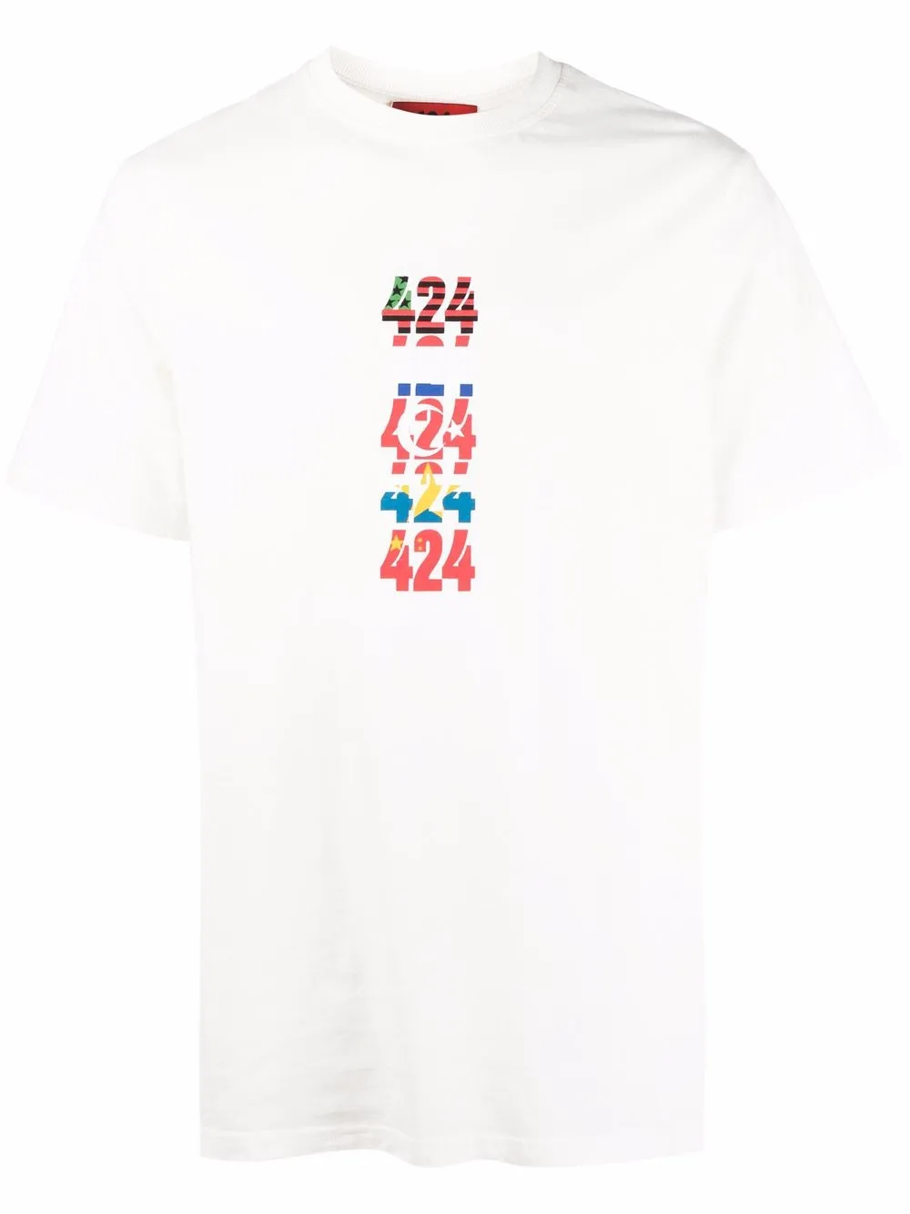 

424 Flags-print short-sleeve T-shirt - Neutrals