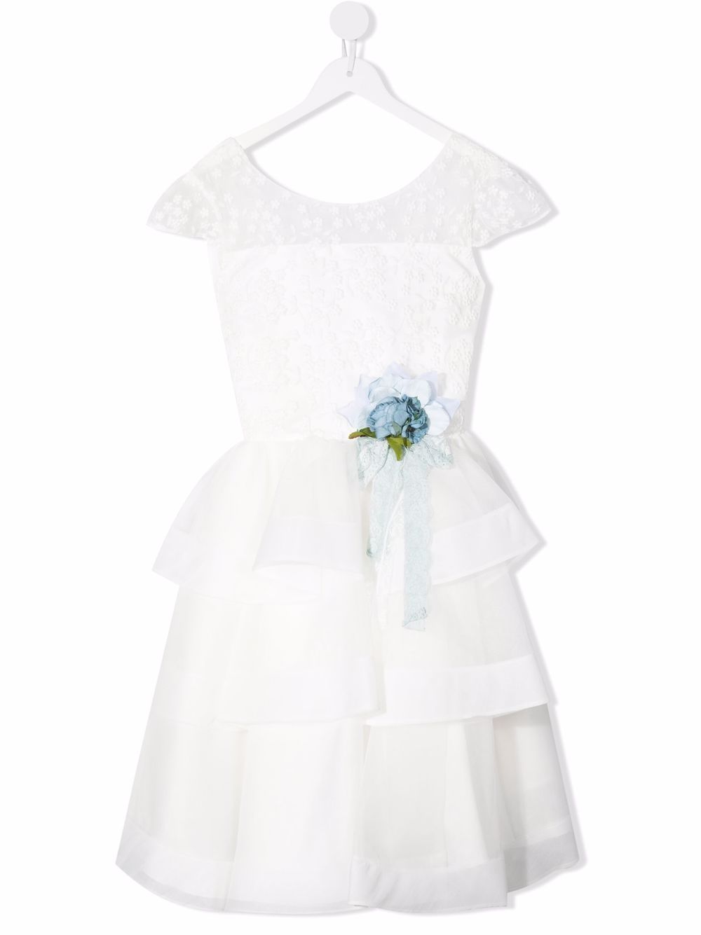 Mimilù flower-applique detail dress - White