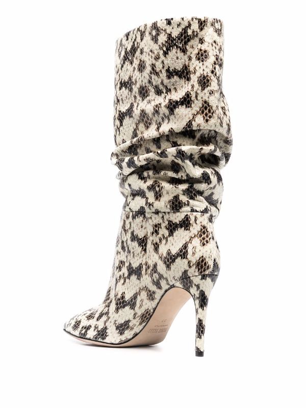 slouchy snake print boots