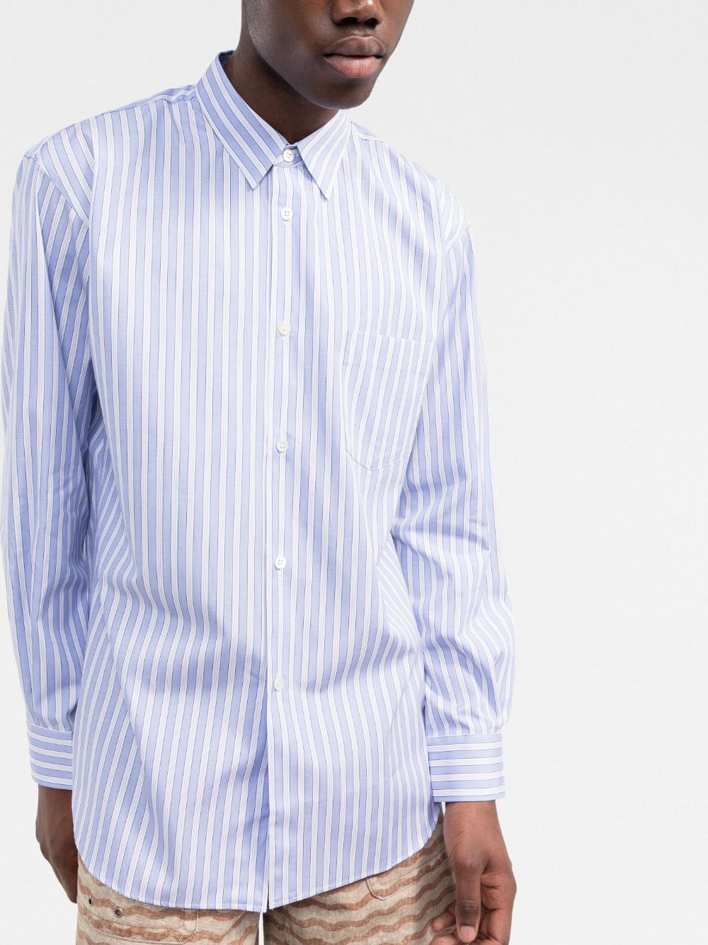 Comme Des Garcons Shirt vertical stripe-print patch-pocket shirt Men