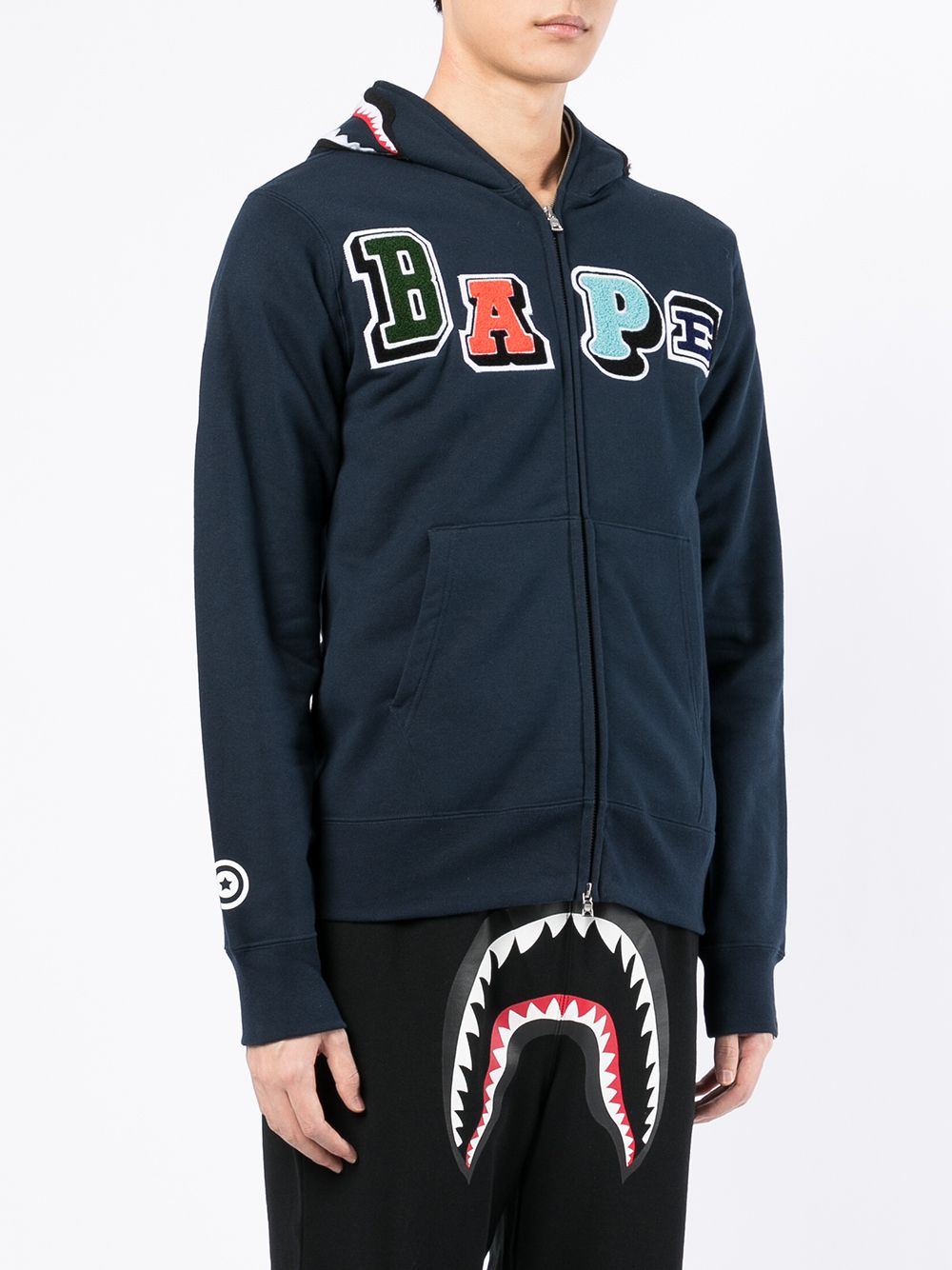 фото A bathing ape® худи shark на молнии с нашивкой-логотипом