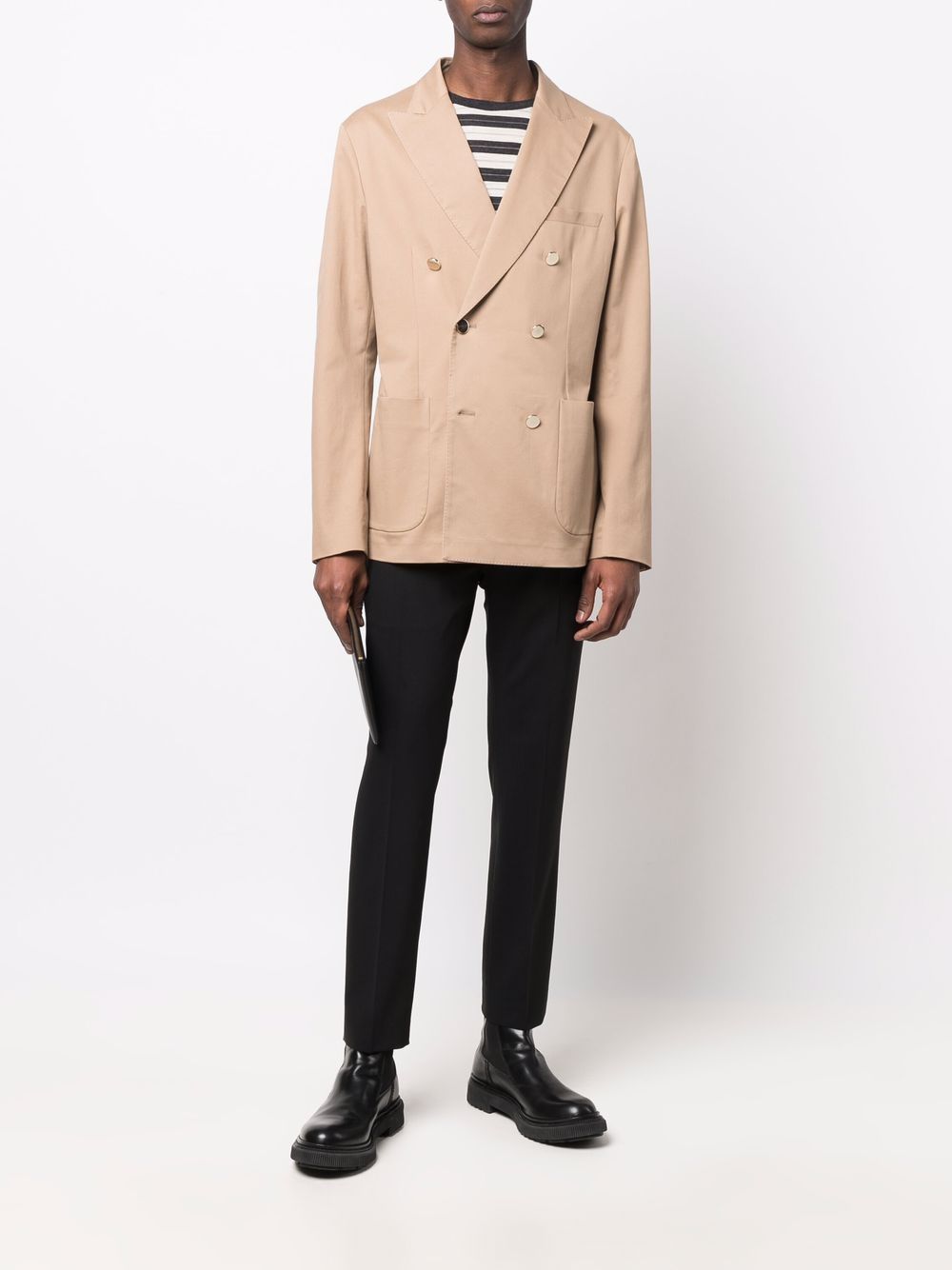 Tonello double-breasted fitted blazer - Neutrals