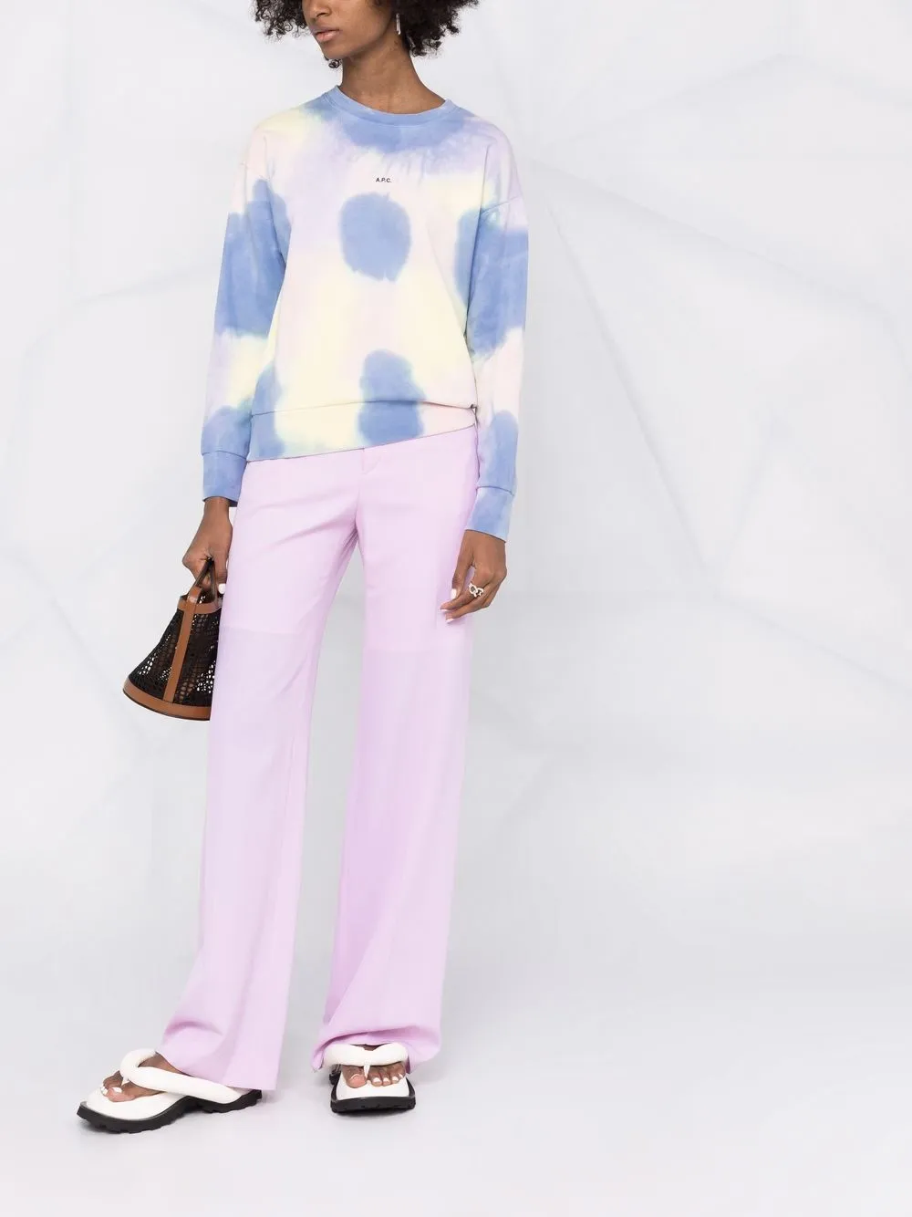 A.P.C. Sweater met tie-dye print - Blauw