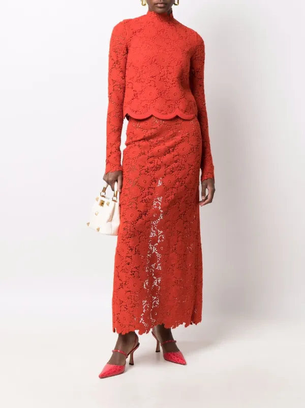 Giambattista Valli high-waist floral-embroidered Skirt
