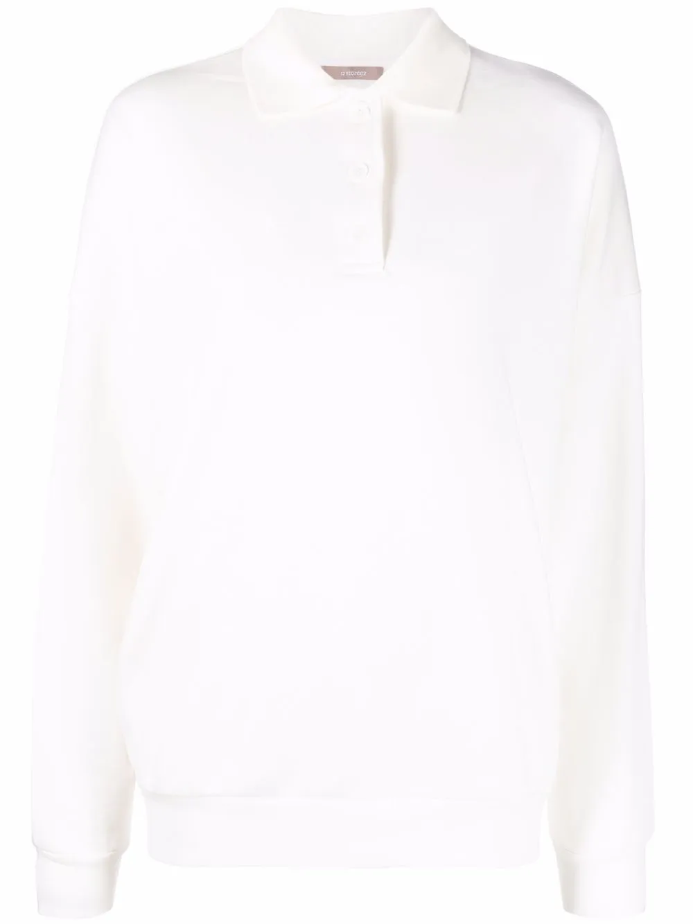 

12 STOREEZ sudadera con cuello de playera tipo polo - Blanco