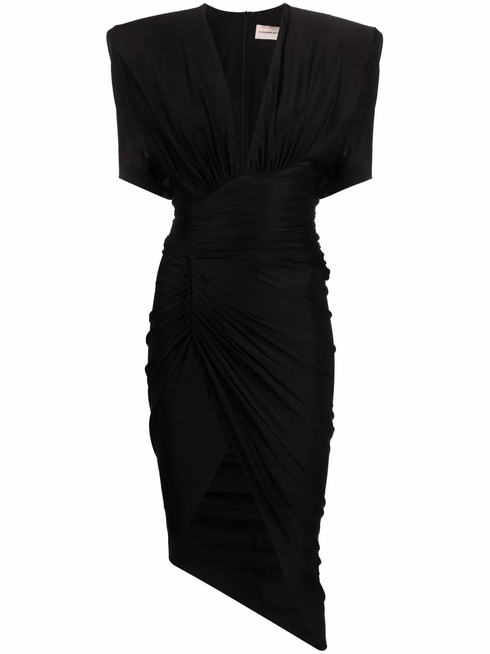 draped asymmetric midi dress
