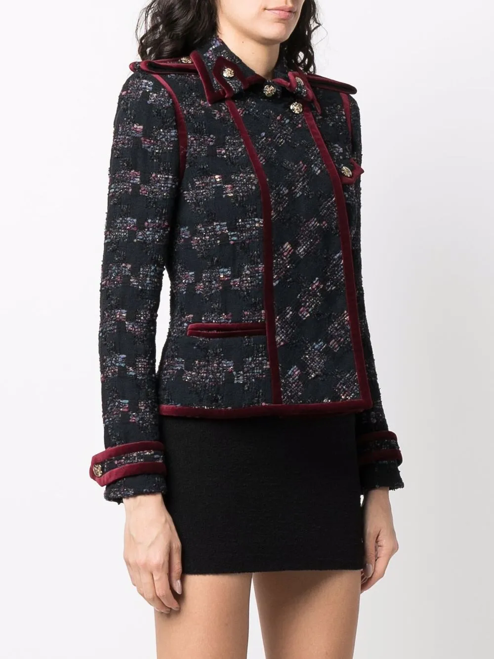  Chanel Pre Owned 2010s Doppelreihiger Tweed Blazer   Schwarz 