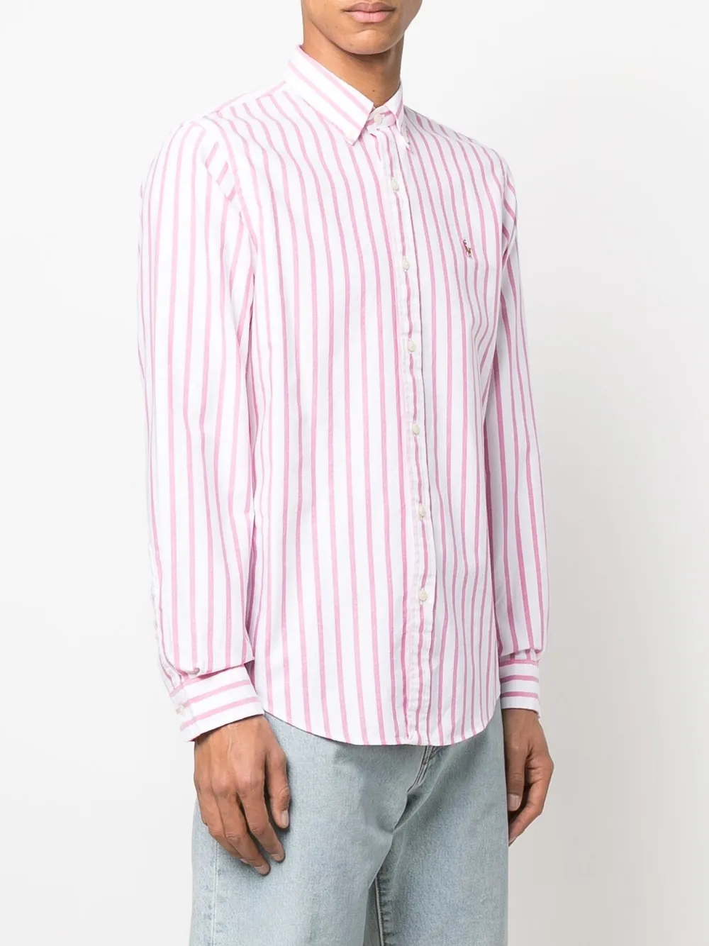 фото Polo ralph lauren полосатая рубашка с длинными рукавами и вышитым логотипом