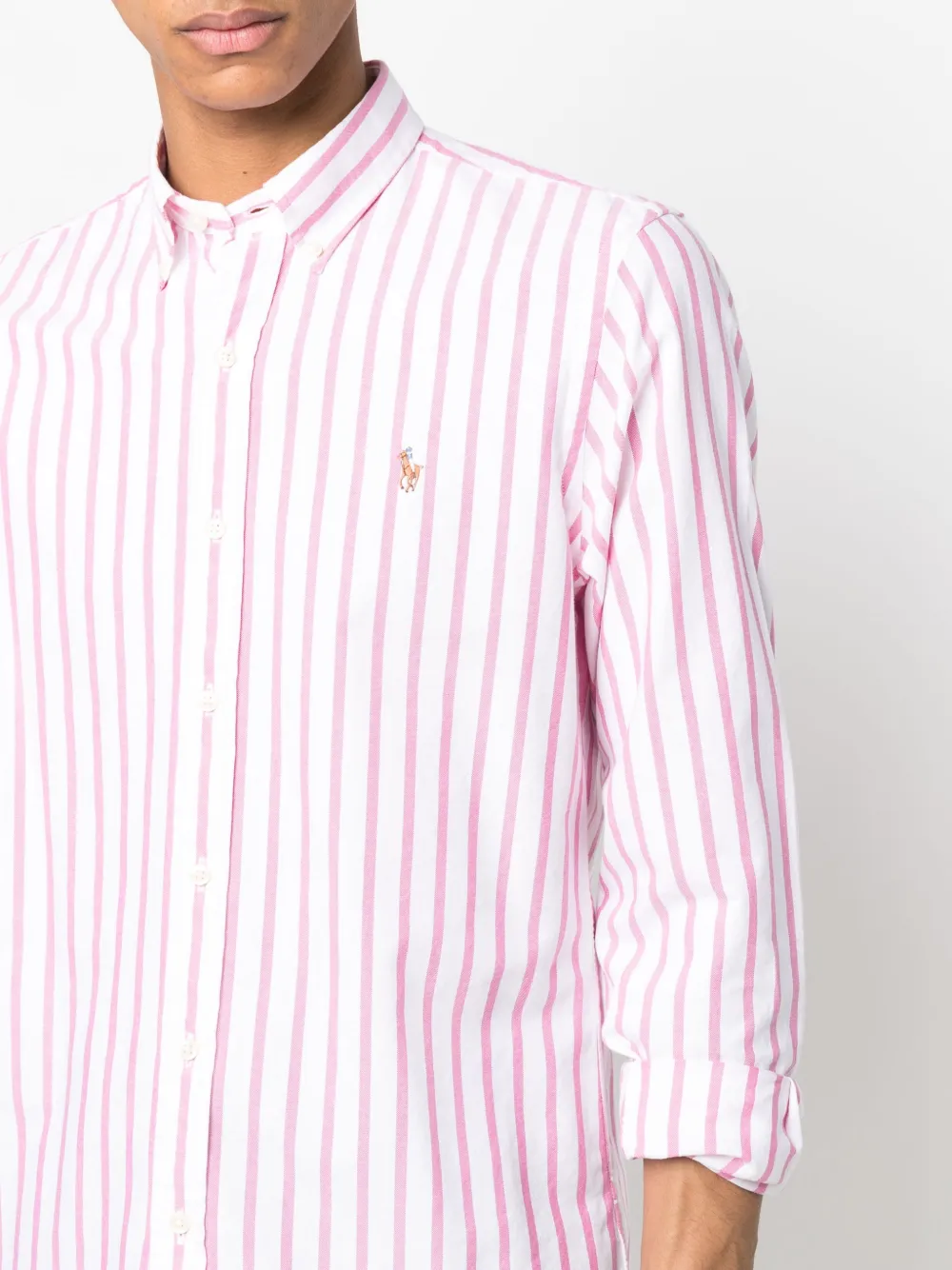 фото Polo ralph lauren полосатая рубашка с длинными рукавами и вышитым логотипом