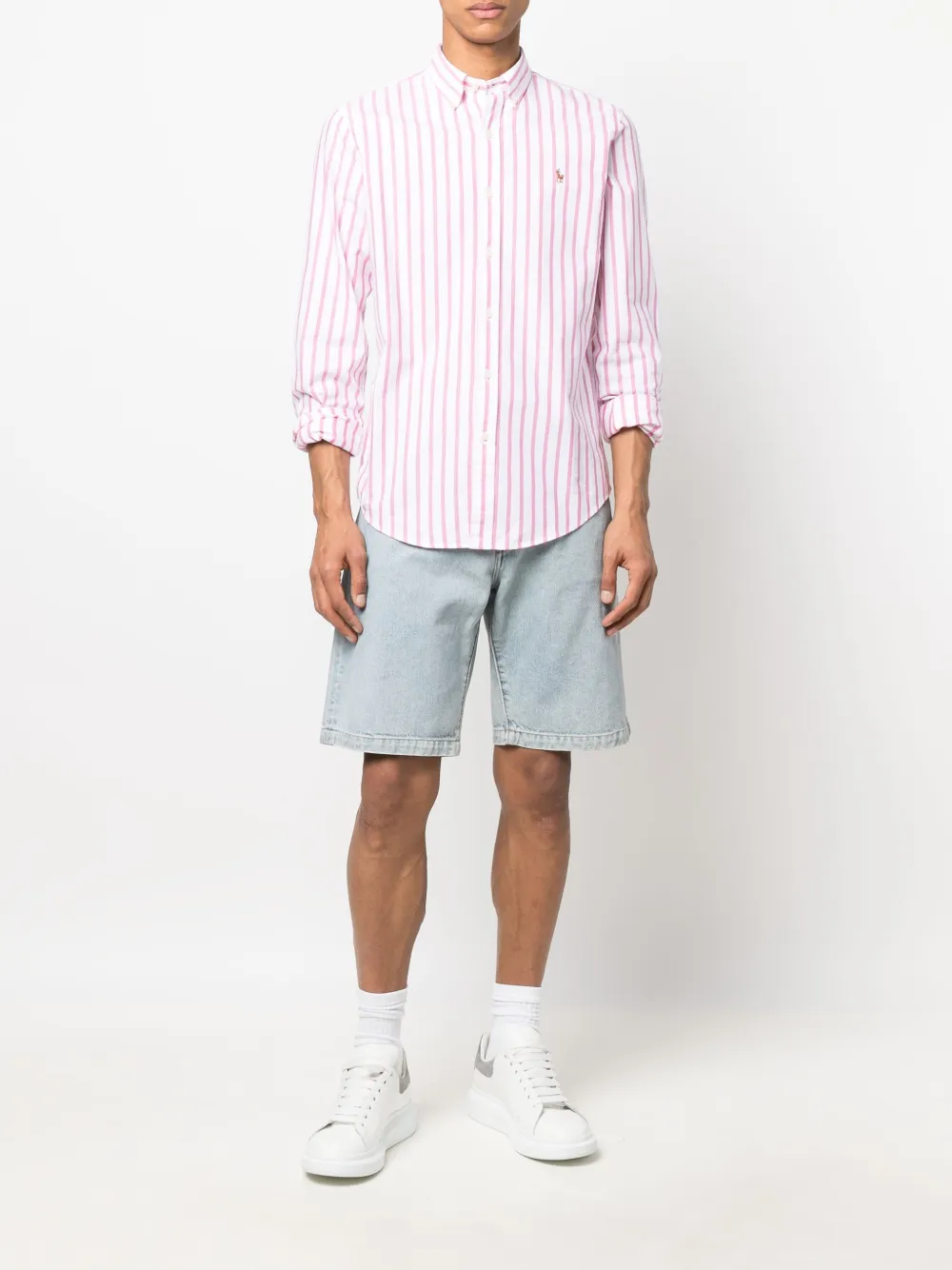 фото Polo ralph lauren полосатая рубашка с длинными рукавами и вышитым логотипом