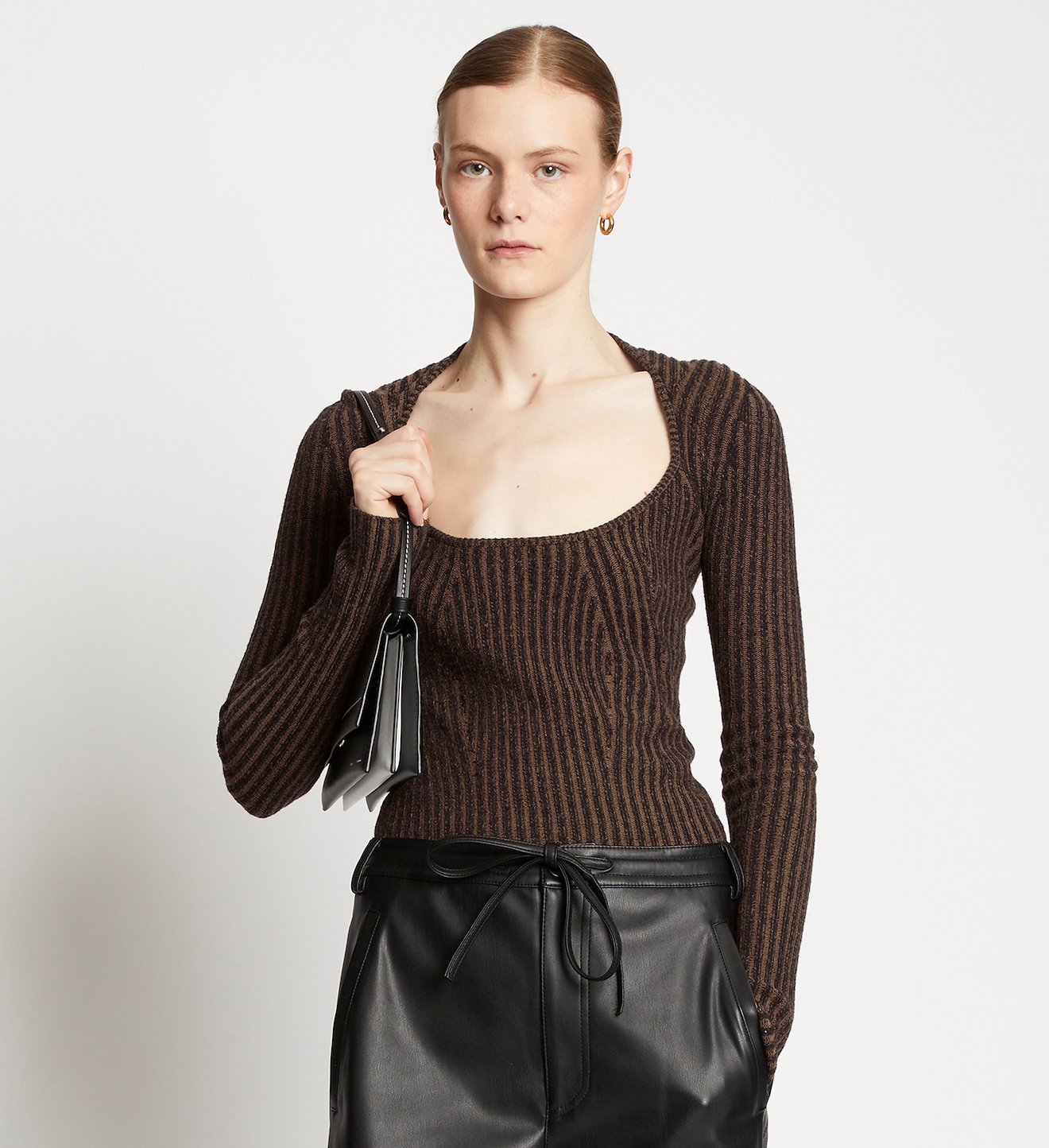 Plaited Rib Scoop Neck Sweater