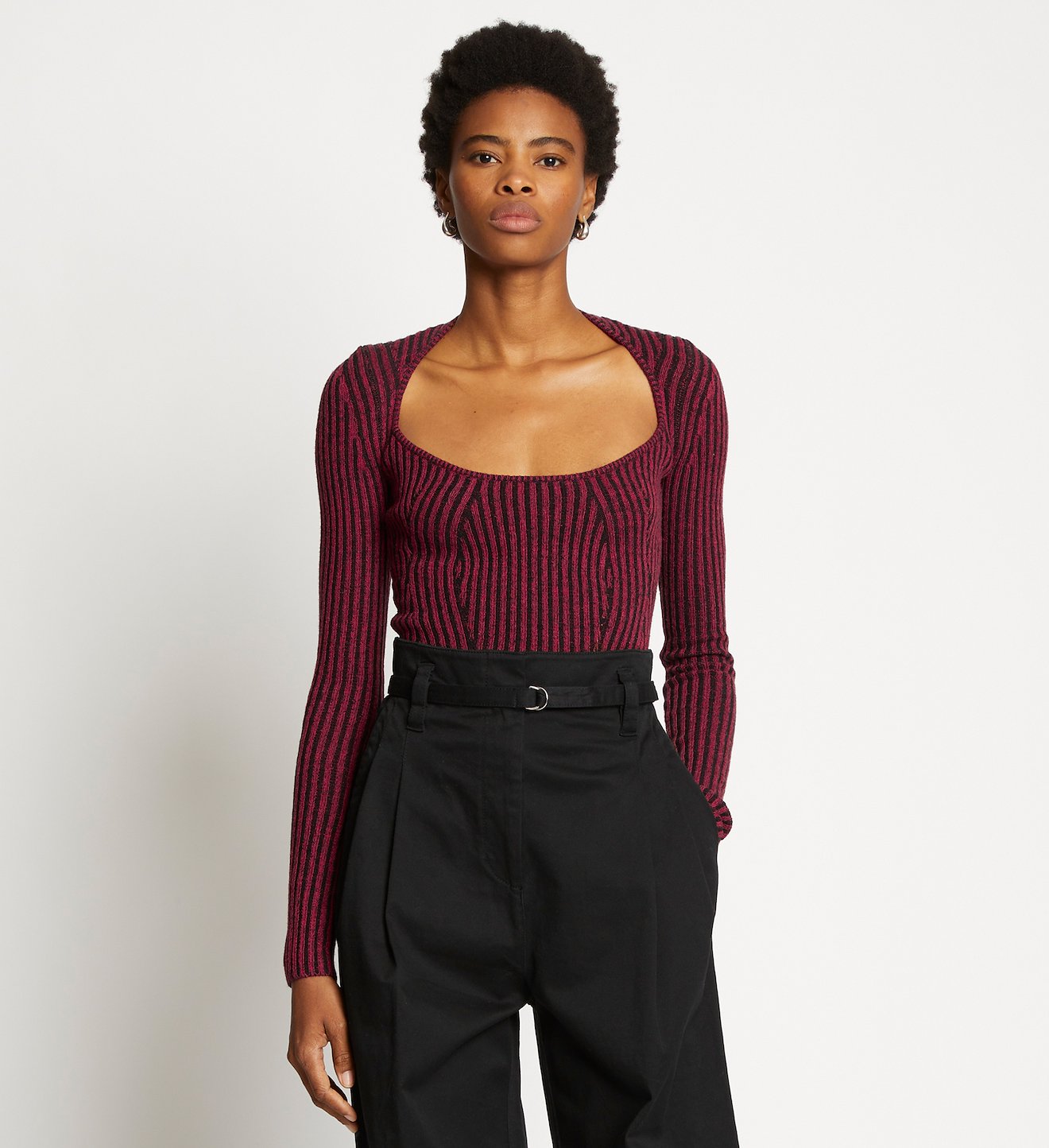 Plaited Rib Scoop Neck Sweater