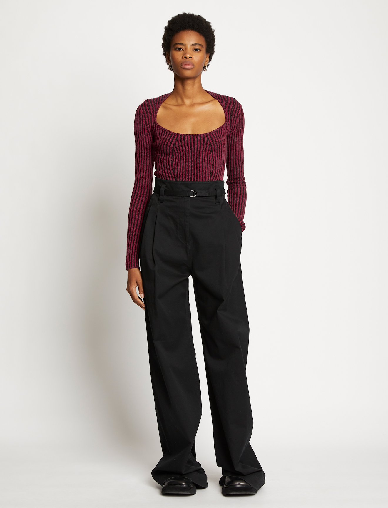 Plaited Rib Scoop Neck Sweater #1