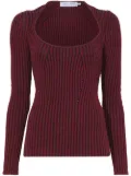 Proenza Schouler White Label plaited rib scoop neck jumper - Red