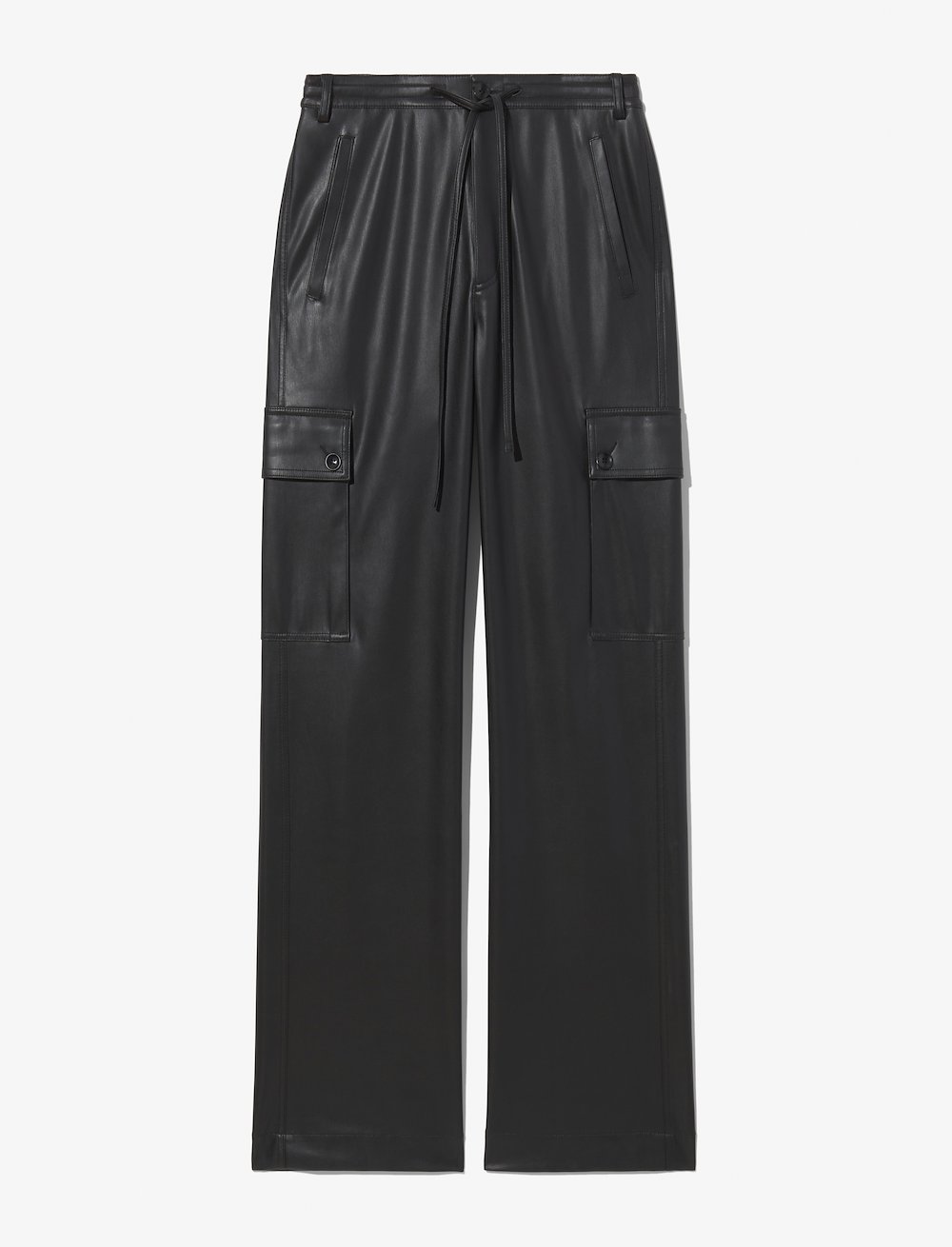 Faux Leather Drawstring Cargo Pants