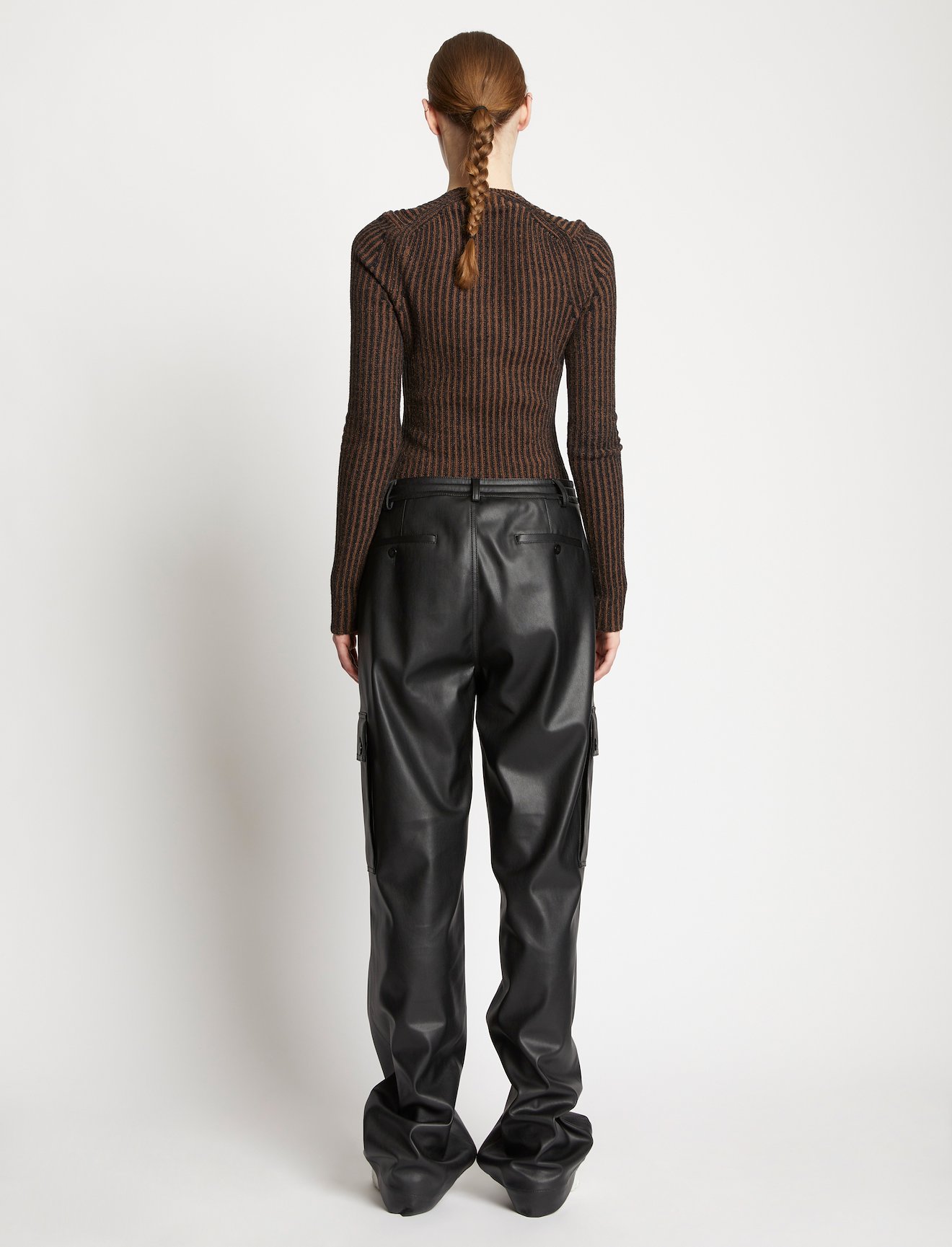 Faux Leather Drawstring Cargo Pants #2