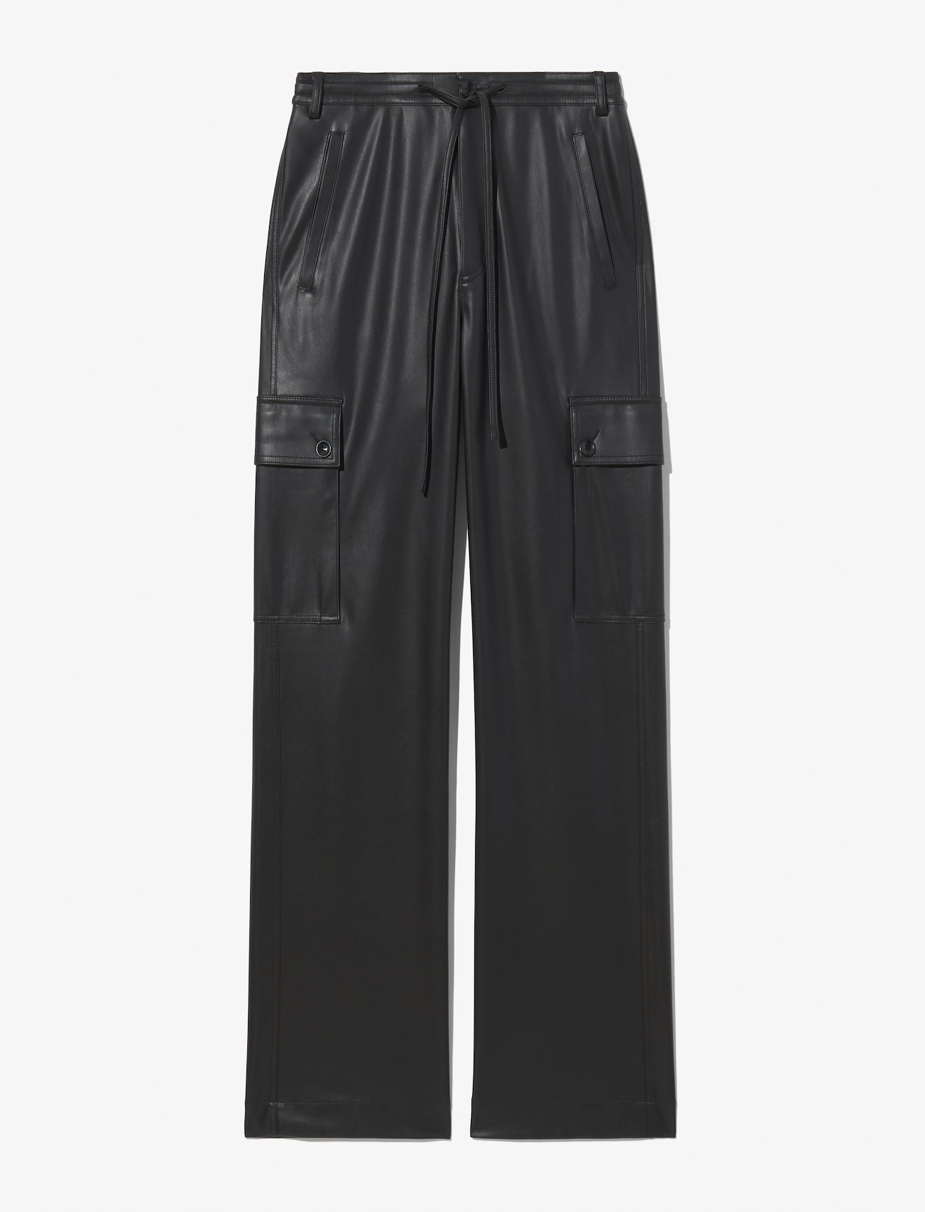 Faux Leather Drawstring Cargo Pants #4