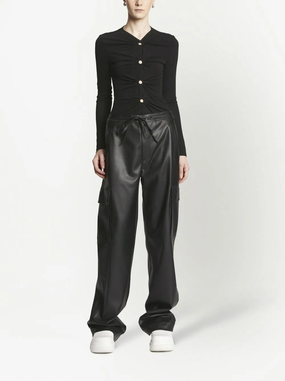 Shop Proenza Schouler White Label Cut-out Detailed Long-sleeved Top In Black